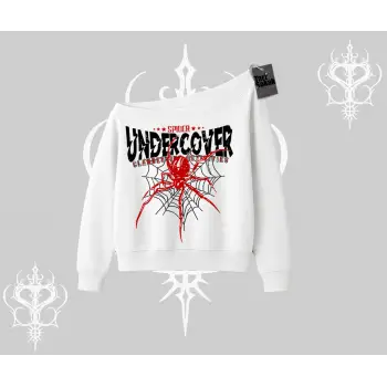 Beyaz Kayık Yaka Sweatshirt Spider Undercover