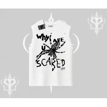 Beyaz Kolsuz Tişört Why are u Scared