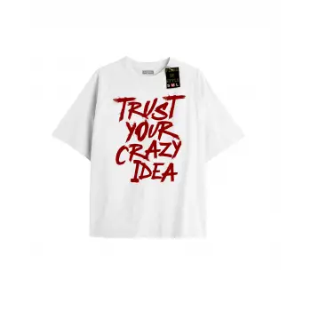 Beyaz Oversize T-shirt çılgın Özel tasarım