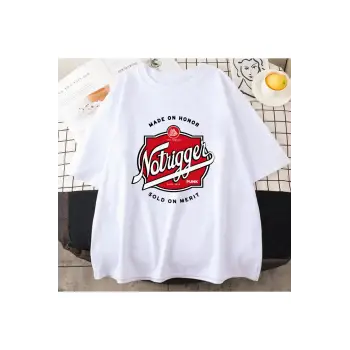 Beyaz Tee no-tetik grafik baskı -gömlek Ropa Mujer