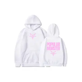Beyaz Unisex Albüm Popüler Monstour Baskı Kapüşonlular Ters Rock Grubunda Düşen