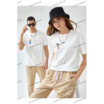 Beyaz Unisex  T-Shirt 1 Adet