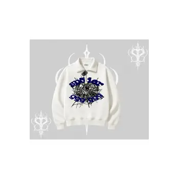 Beyaz Yarım Fermuarlı Sweatshirt Sp55der