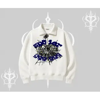 Beyaz Yarım Fermuarlı Sweatshirt Sp55der