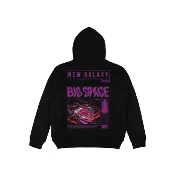Big Space Siyah Oversize Unisex Kapüşonlu Sweatshirt Hoodie