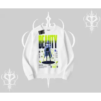 Biskilet Sweatshirt Anime Unity Neon Detaylı Grafik Baskılı