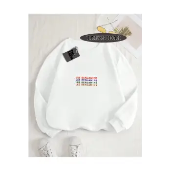 Biskilet Yaka Sweatshirt Beyaz LESBENJAMİNSS Özel Tasarım