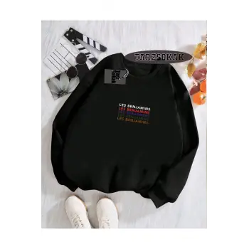 Biskilet Yaka Sweatshirt Siyah LESBENJAMİNSS Özel Tasarım