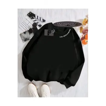 Biskilet Yaka Sweatshirt Siyah LESBENJAMİNSS Özel Tasarım