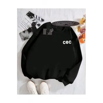 Biskilet Yaka Sweatshirt Siyah Ş HARFİ İSME Özel Tasarım
