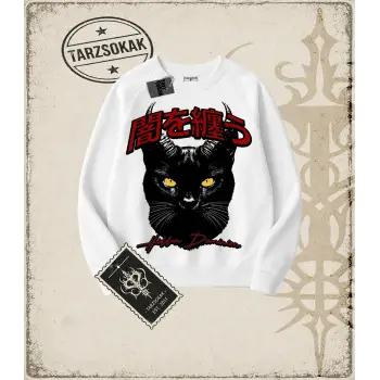 BLACK CAT Oversize Unisex Bisiklet Yaka Sweatshirt