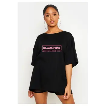 Black Pink Oversize Tişört