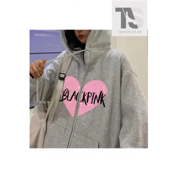 Blackpink Kalp Sweatshirt Fermuarlı Hırka