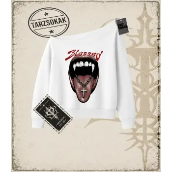 BLESSED Kadın Kayık Yaka Sweatshirt