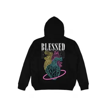 Blessed Siyah Oversize Unisex Kapüşonlu Sweatshirt Hoodie
