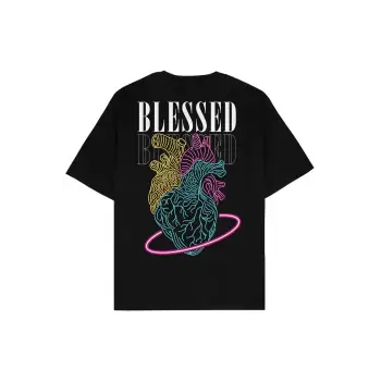 Blessed Siyah Oversize Unisex T-shirt