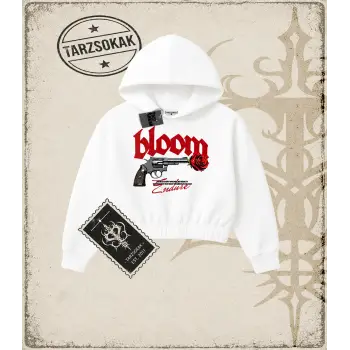 BLOOM Kadın Crop Kapşonlu Sweatshirt
