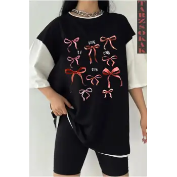 BOL FİYONKLU Siyah Oversize Çift Renk