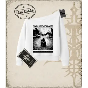 BORN COLLAPSE Kadın Kayık Yaka Sweatshirt