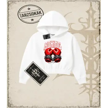BOXING Kadın Crop Kapşonlu Sweatshirt