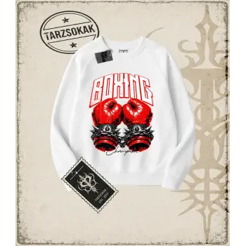 BOXING Oversize Unisex Bisiklet Yaka Sweatshirt