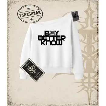 BOY BETTER KNOW Kadın Kayık Yaka Sweatshirt