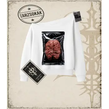 BRAIN HALFTONE Kadın Kayık Yaka Sweatshirt