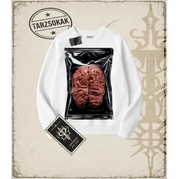 BRAIN HALFTONE Oversize Unisex Bisiklet Yaka Sweatshirt