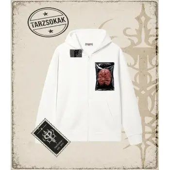 BRAIN HALFTONE Oversize Unisex Hırka & Çeket Fermuarlı Sweatshirt