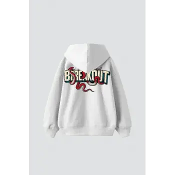 Breakout Baskılı Oversize Unisex Beyaz