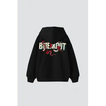 Breakout Baskılı Oversize Unisex Siyah