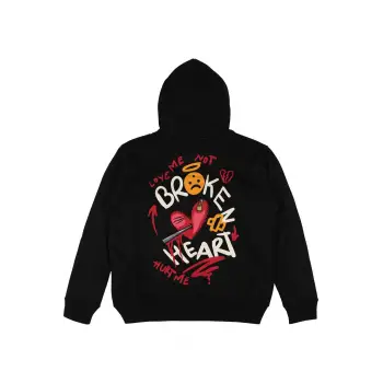Broken Heart Siyah Oversize Unisex Kapüşonlu Sweatshirt Hoodie
