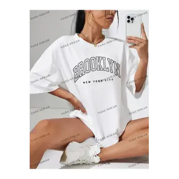 Brook Baskılı Oversize Kalıp Unisex T-shirt