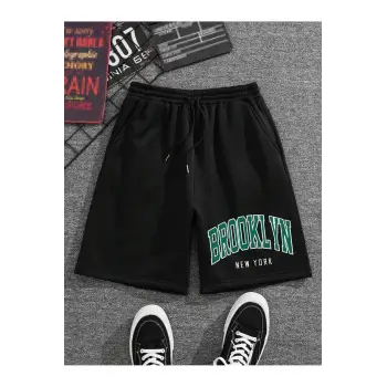 Brooklyn Baskılı Rahat kalıp Unisex Şort