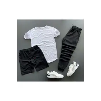BSJEANS Unisex Eşofman Şort Tshirt Set 3lü BS3LÜ