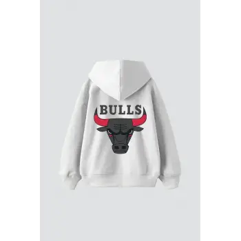 Bulls Baskılı Oversize Unisex Beyaz