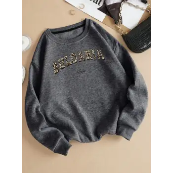 Buloaria Sofia Desen Yeni Moda Kazak Bayan Gevşek Polar Kazak O-Boyun Sonbahar Kış Tişörtü So