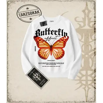 BUTTERFLY Oversize Unisex Bisiklet Yaka Sweatshirt