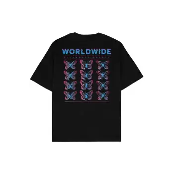 Butterfly Siyah Oversize Unisex T-shirt