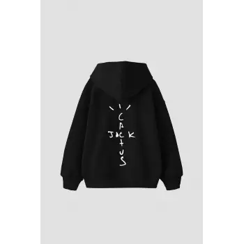 Cactus Jack Sırt Baskılı Oversize Unisex Siyah