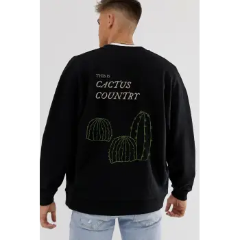 Cactus Oversize Siyah Sweatshirt Tarzsokak58