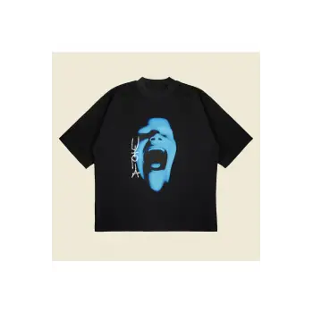 Cactusj Utopia Scream Baskılı Oversize Unisex Pamuklu Nefes Alan Kalın Kumaşlı