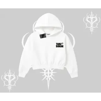 Cafe - Butik - Galeri vb işyerlerine  Kadın Kapşonlu Crop  Sweatshirt