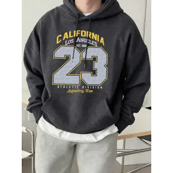 California Athletic Division Number 23 Baskılı Hoody Erkek Sokak Stili Yumuşak Sweatshirtler