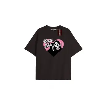 CALLME Unisex Oversize Yazılı Tshirt SİYAH
