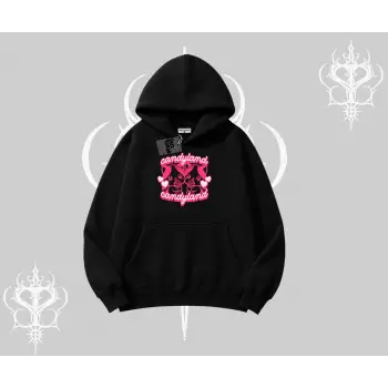 Candyland Yazılı Sevimli Kedi Baskılı Kayık Yaka Tshirt