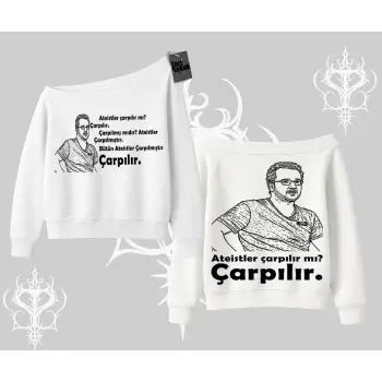 Çarpılır mı? Çarpılmıştır. Kayık Yaka Sweatshirt