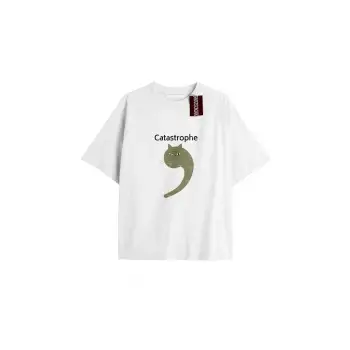 CATASTROPHE Unisex Oversize Yazılı Tshirt BEYAZ