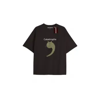 CATASTROPHE Unisex Oversize Yazılı Tshirt SİYAH