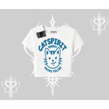 Catspirit Sunday Brave Feline Yazılı Kedi Baskılı Babby Tee Tshirt